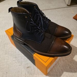 Men's Two-Tone Brown & Navy Dress Boots